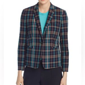 NWOT BOSS JILESA COTTON CHECK JACKET in Modern Check Navy